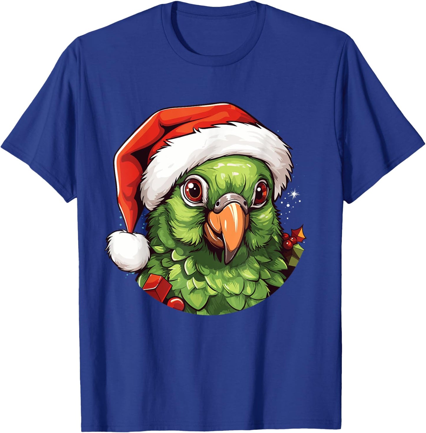 Funny Green Cheek Conure Santa Hat Christmas Parrot Bird T-Shirt - T-Shirt | Royal
