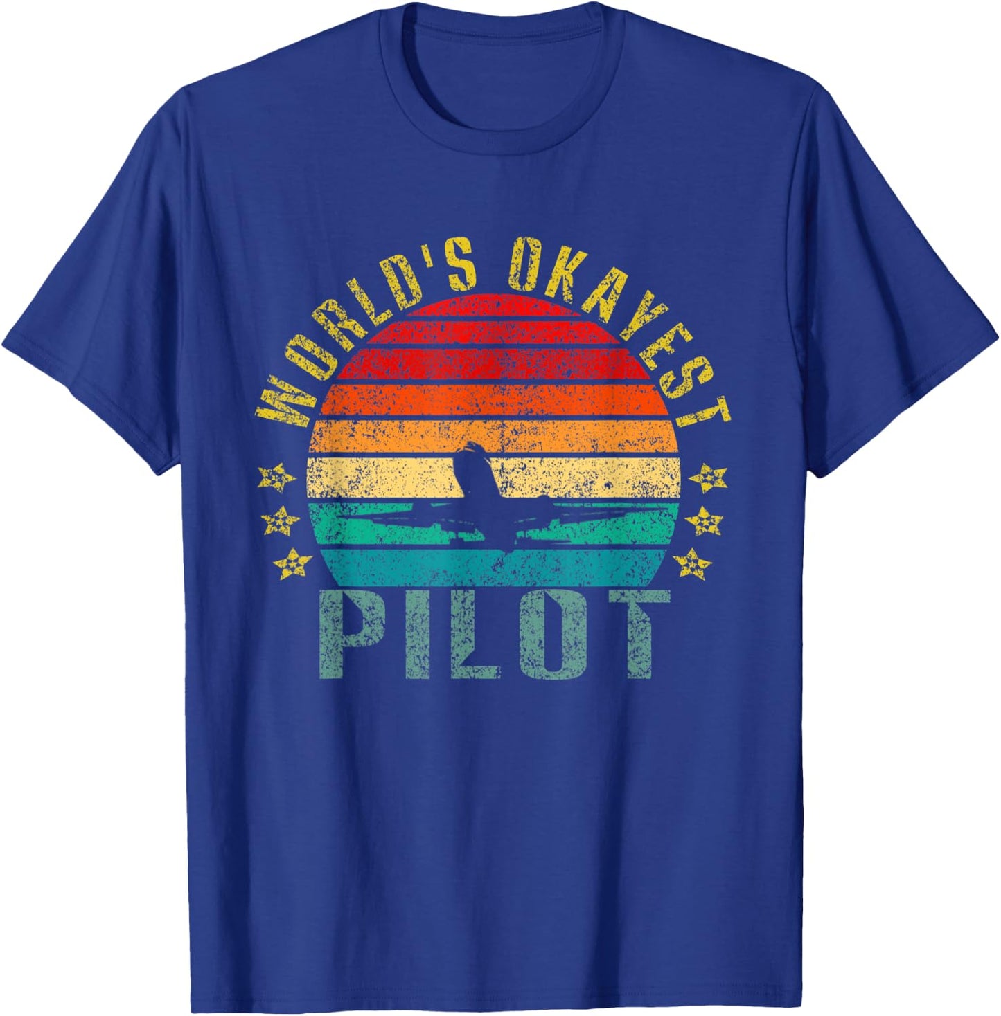 World's Okayest Pilot Funny Retro T-Shirt - T-Shirt | Royal