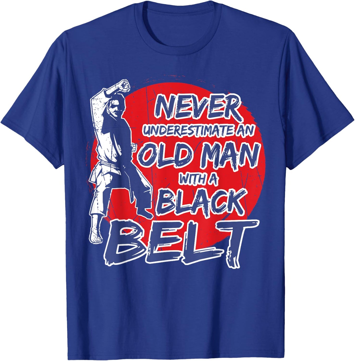 Karate Old Man With a Black Belt T-Shirt - T-Shirt | Royal