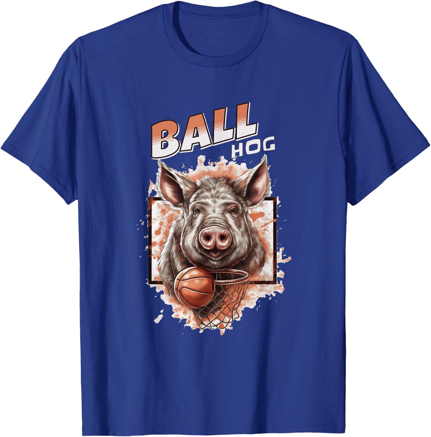 Funny Basketball Pig Ball Hog Gift Baller Player Athlete T-Shirt - T-Shirt | Royal