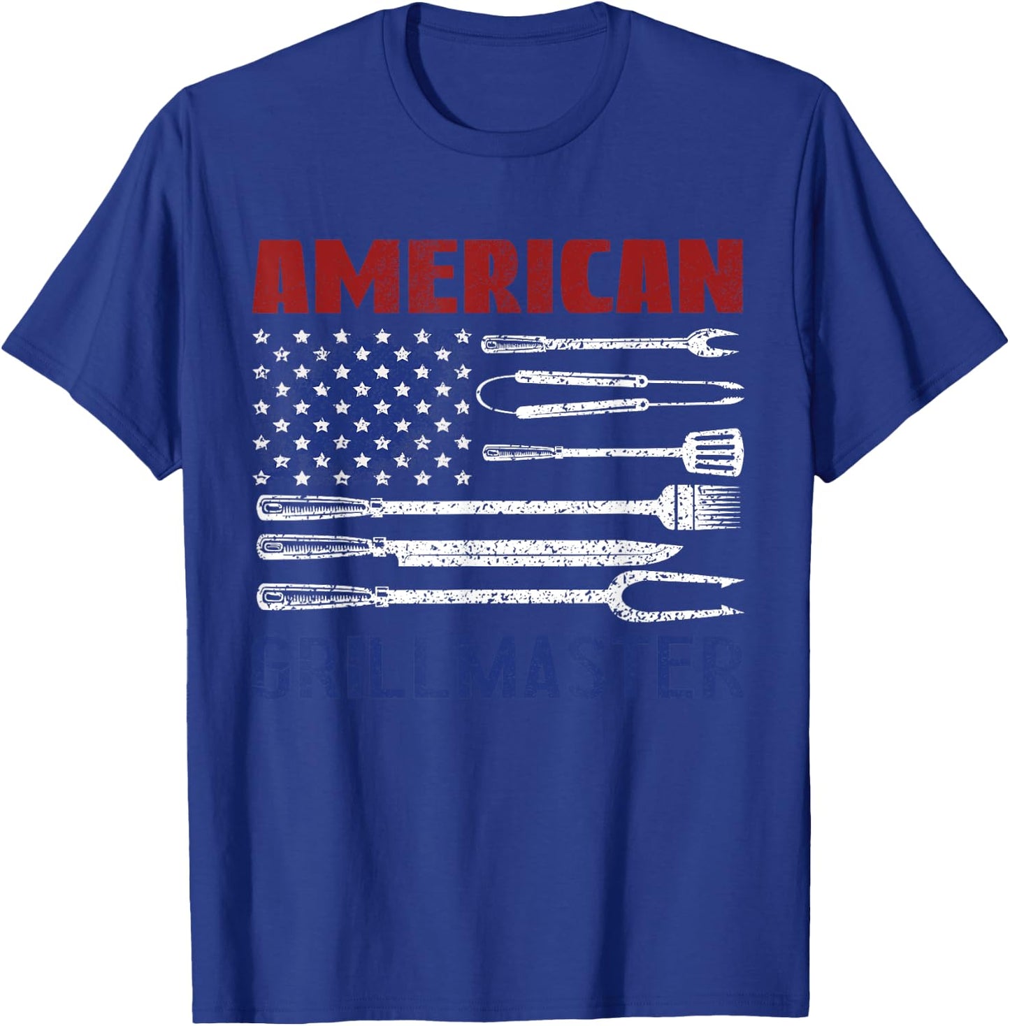 Patriotic American Flag Grill Barbeque Master Kids Men T-Shirt - T-Shirt | Royal
