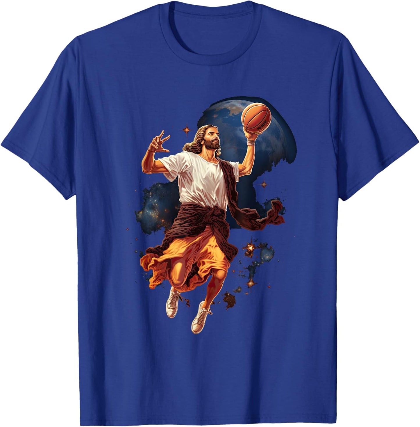 Funny Jesus Playing Basketball T-Shirt - T-Shirt | Royal