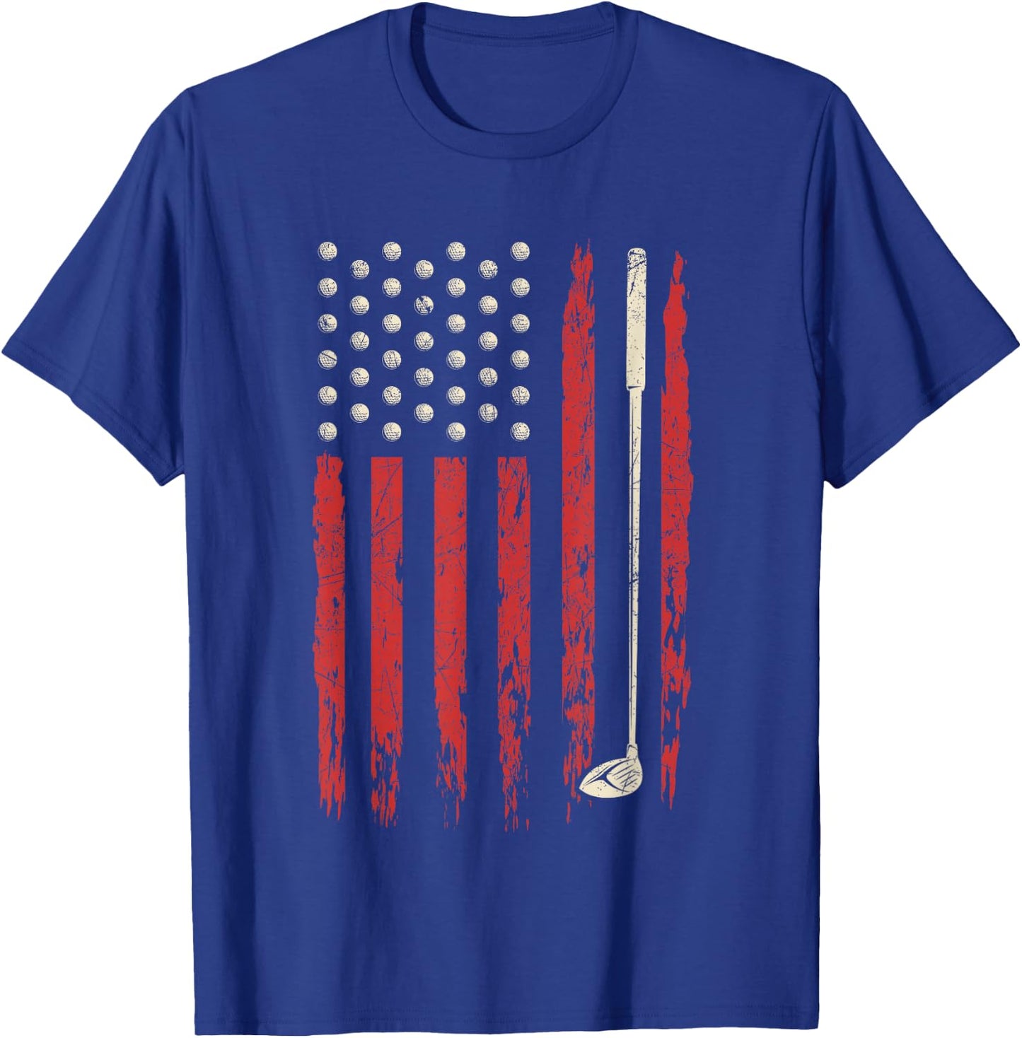 Patriotic American Flag Golf Vintage USA Flag Golfer Men T-Shirt - T-Shirt | Royal