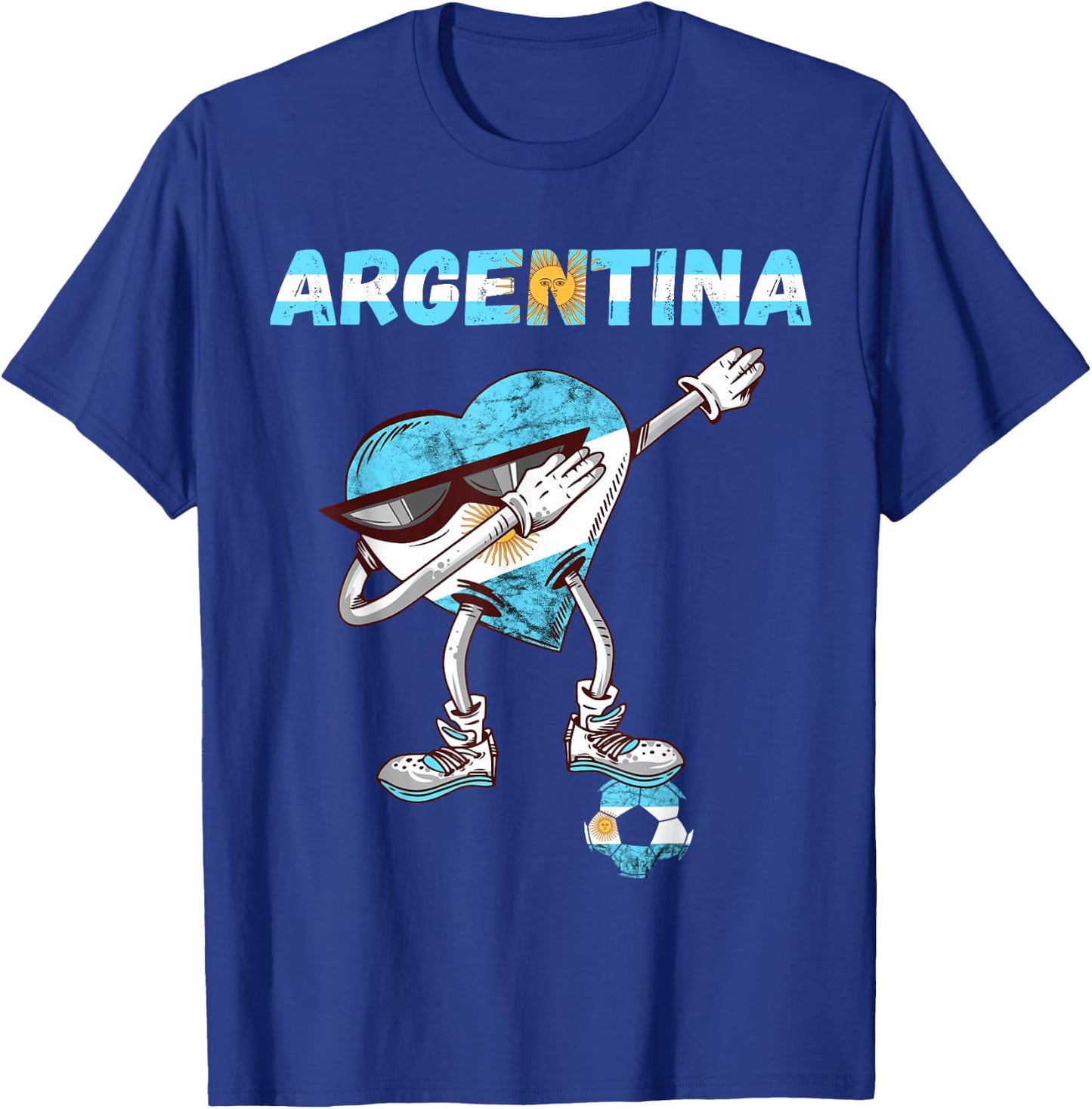 Argentinian Soccer Team Heart Sun Of May Argentina Flag T-Shirt - T-Shirt | Royal
