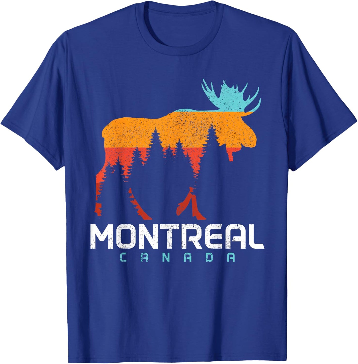 Montreal Quebec Canada Vintage Pride Souvenir Moose Nature T-Shirt - T-Shirt | Royal