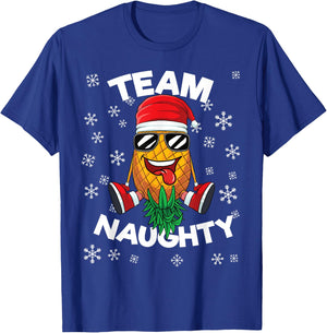 Christmas Upside Down Pineapple Team Naughty Santa Swinger T-Shirt - T-Shirt | Royal