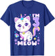 Birthday girl 3 years old, cat, unicorn, 3rd birthday T-Shirt - T-Shirt | Royal