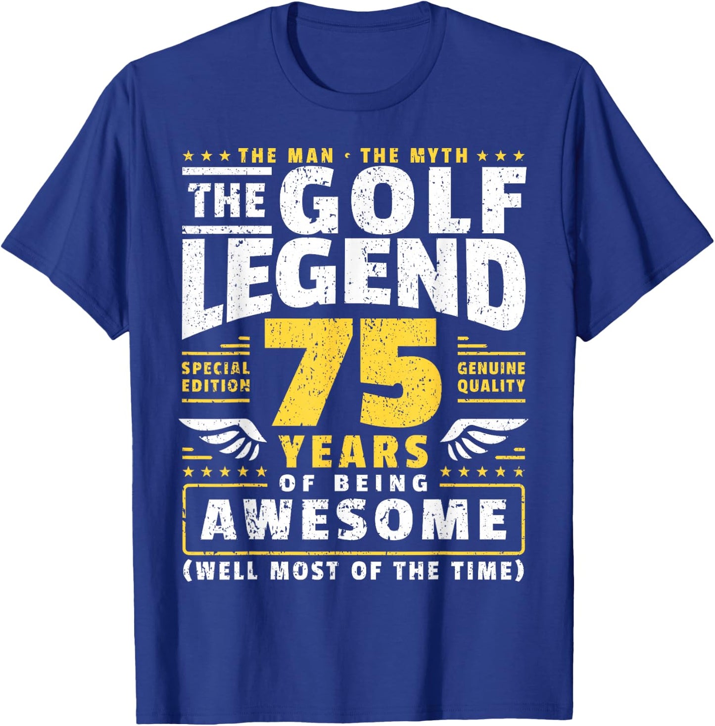 75th Birthday Golf Player 75 Years Old Golfer T-Shirt - T-Shirt | Royal