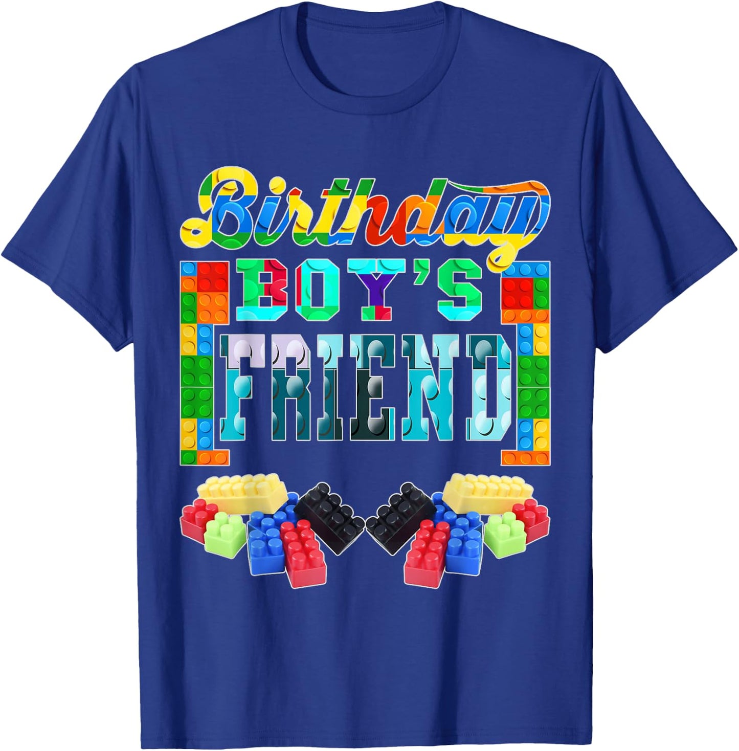 Building Brick Blocks Friend Of Birthday Boy B-day Builder T-Shirt - T-Shirt | Royal