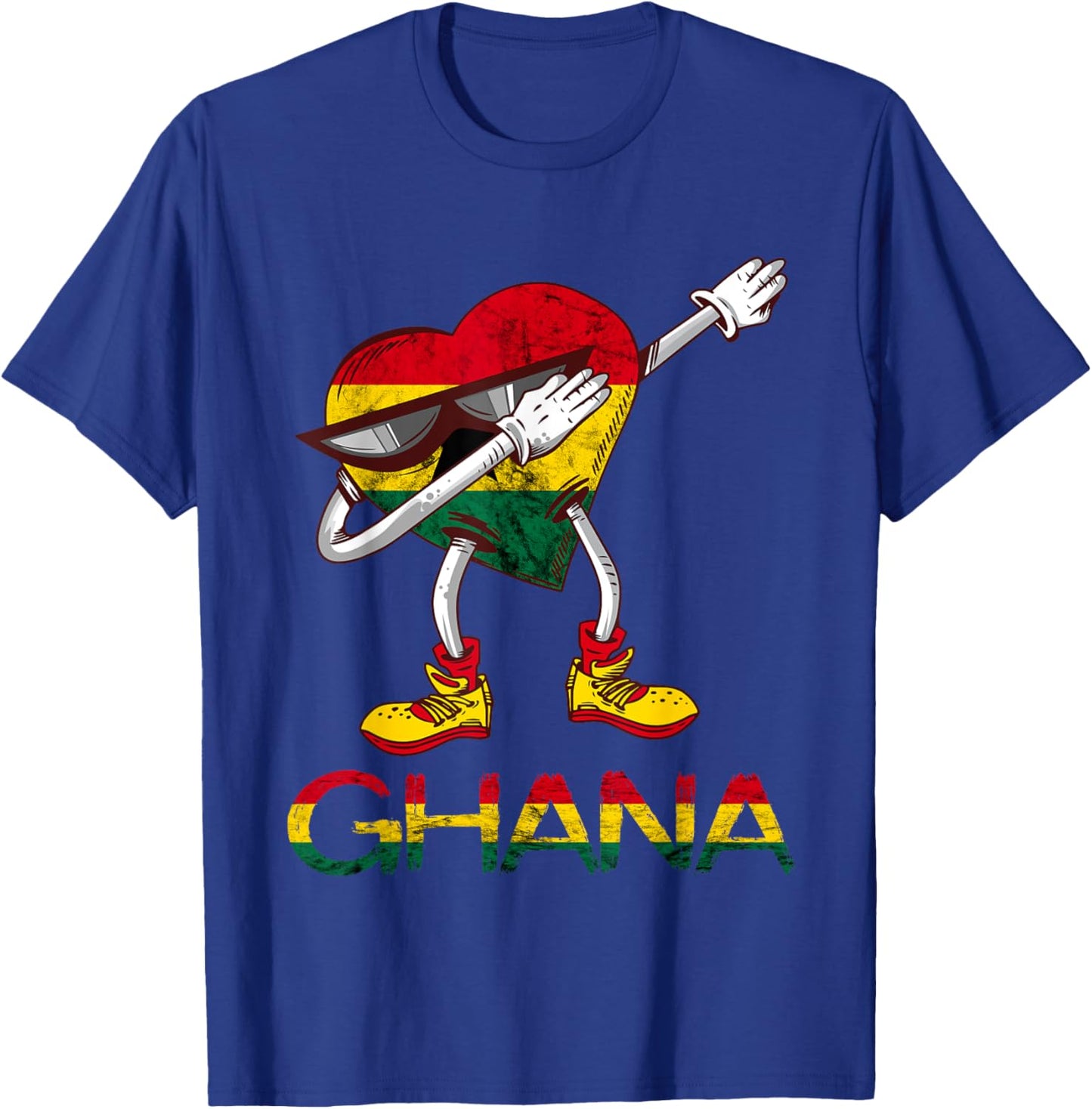 Ghana Flag Dabbing Heart Ghanese Roots Ghanese Pride Ghana T-Shirt - T-Shirt | Royal
