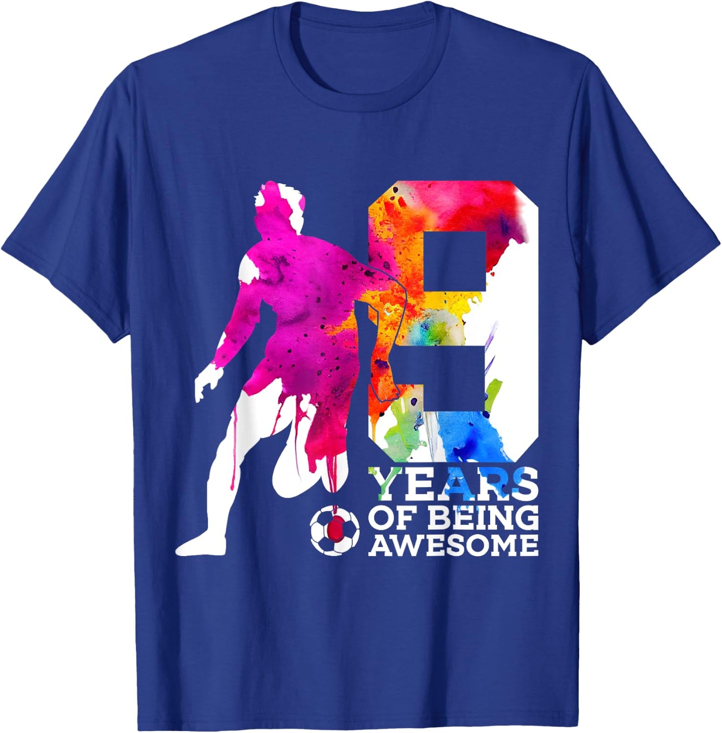 9 Years of Being Awesome Soccer 9th Birthday T-Shirt - T-Shirt | Royal