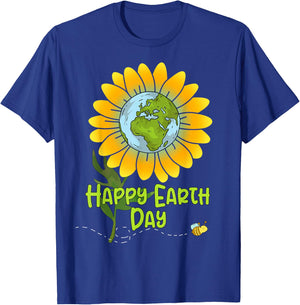 Happy Earth Day Every Day Sunflower Kids Teachers Earth Day T-Shirt - T-Shirt | Royal