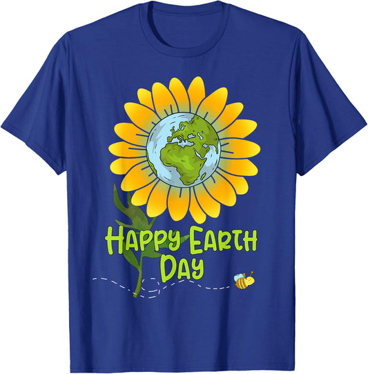 Happy Earth Day Every Day Sunflower Kids Teachers Earth Day T-Shirt - T-Shirt | Royal