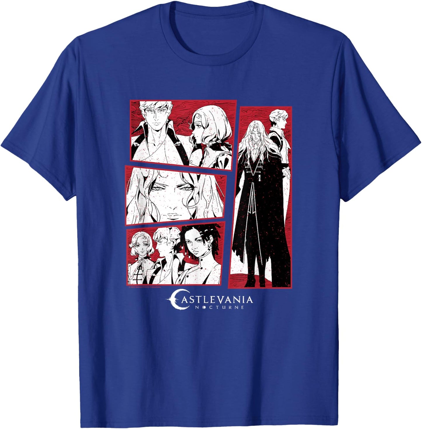 Castlevania: Nocturne Main Characters Blood Stained Panels T-Shirt - T-Shirt | Royal