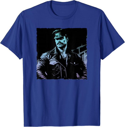 Retro Gay Daddy Leather Gay Biker - Bear Bearded Gay Pride T-Shirt - T-Shirt | Royal