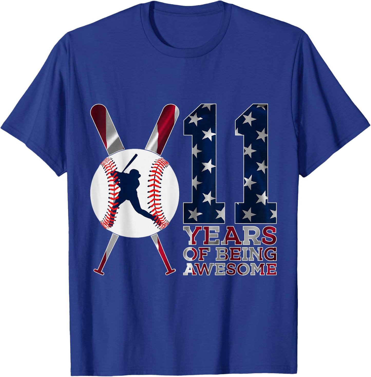 11 Years of Being Awesome Baseball 11th Birthday T-Shirt - T-Shirt | Royal
