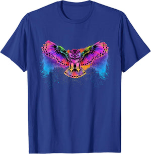 Flying Owl - Artistic Owlet Birds Animal Lover Ornithologist T-Shirt - T-Shirt | Royal