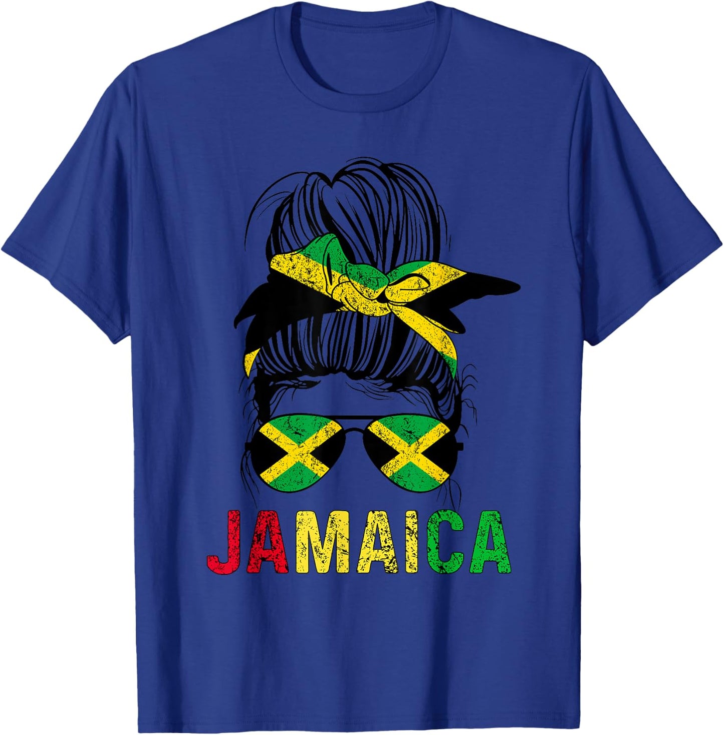 Jamaican Girl Messy Hair flag Jamaica Pride Patriotic T-Shirt - T-Shirt | Royal