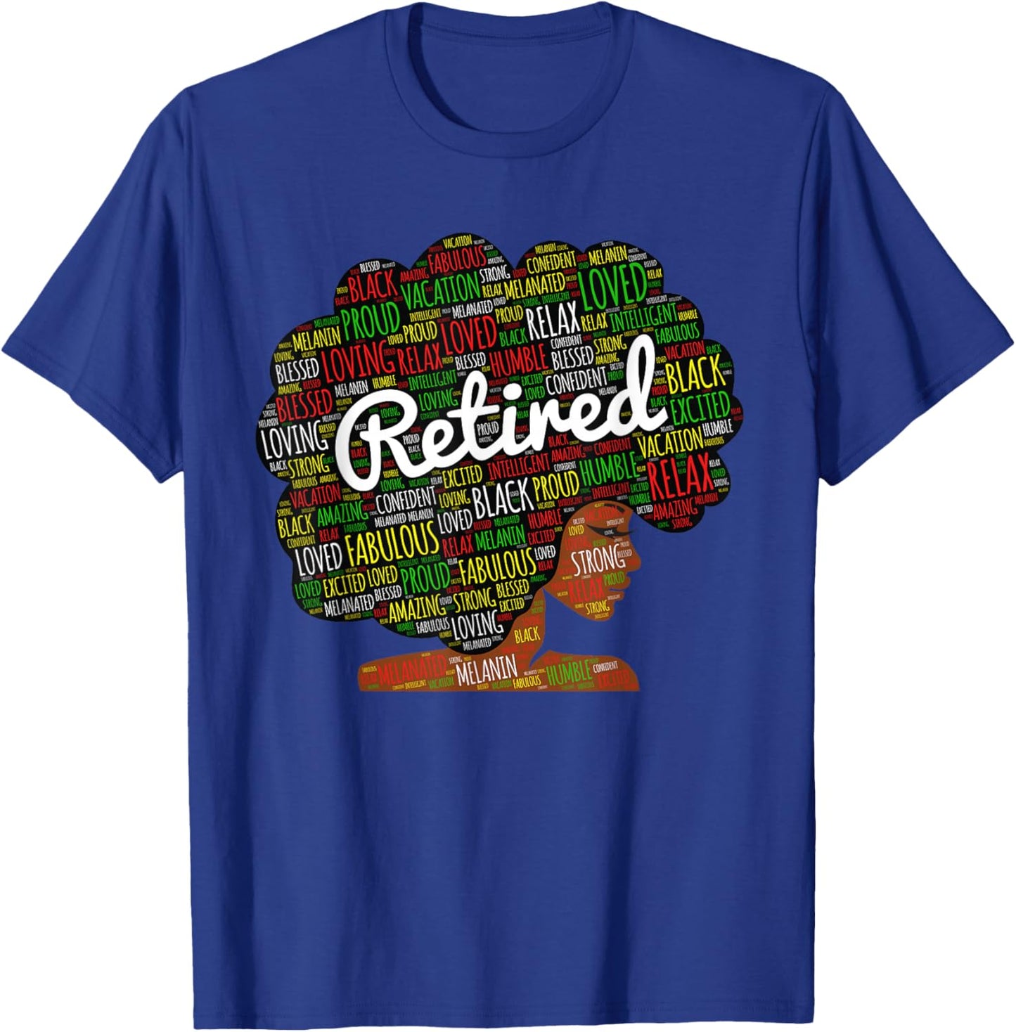 Retired African American Woman With Afro Retirement T-Shirt - T-Shirt | Royal