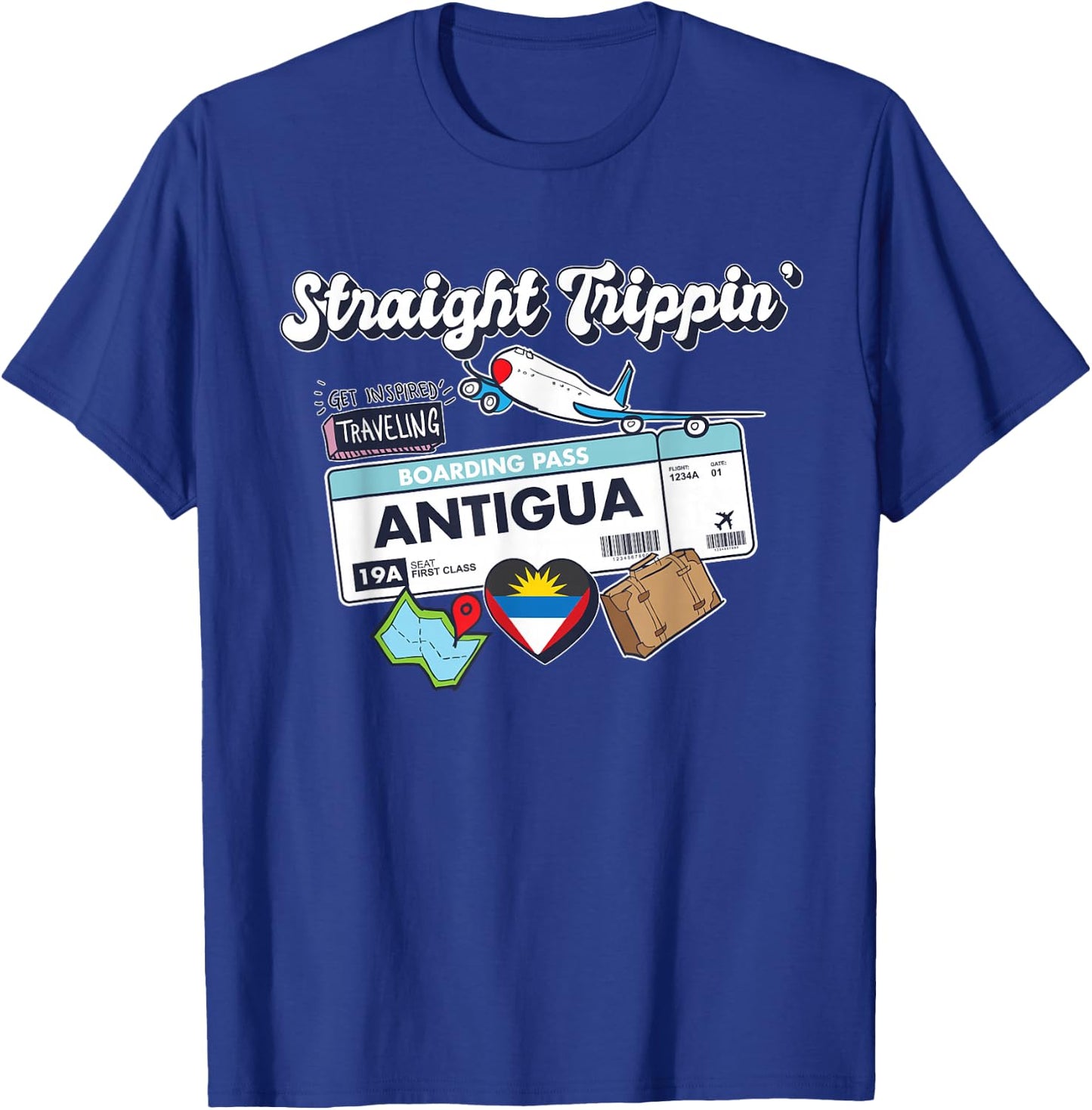 Straight Trippin' Antigua Vacation Tour Travel Trip Matching T-Shirt - T-Shirt | Royal