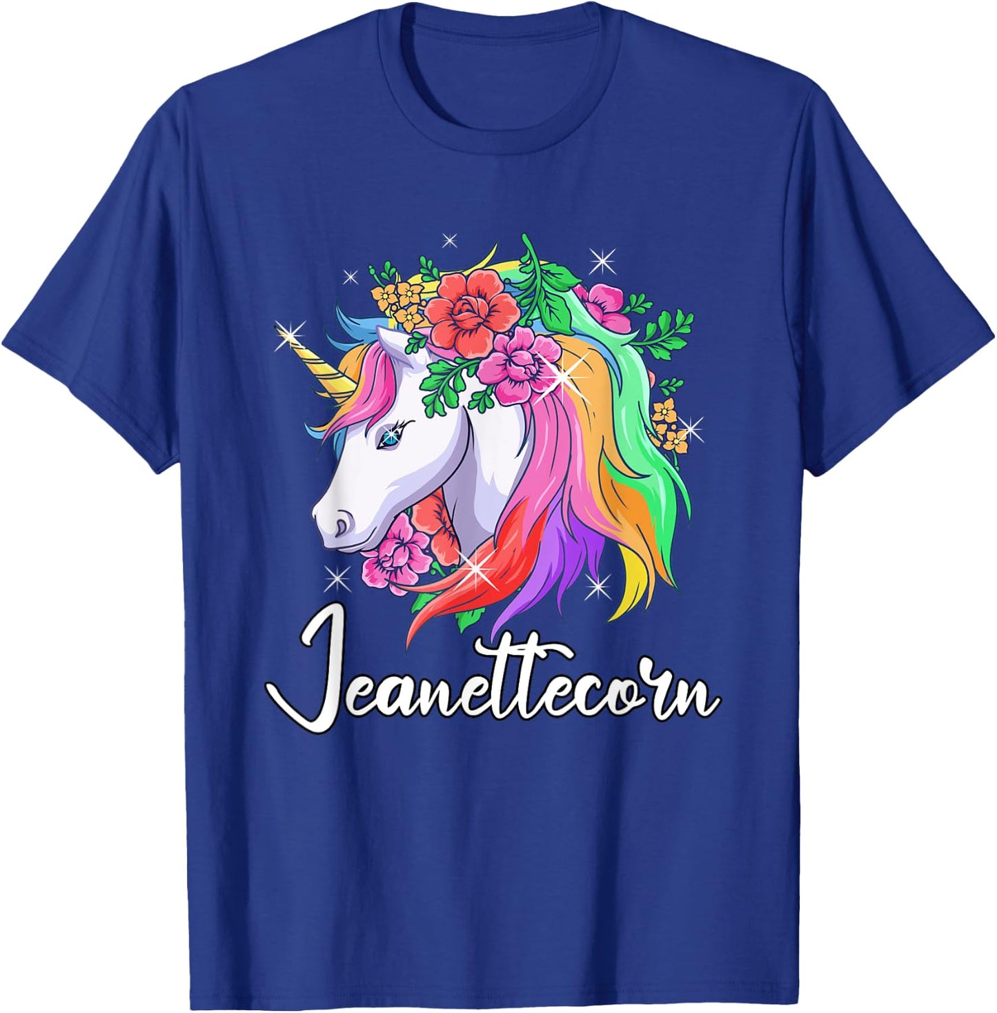 Cute Jeanettecorn Personalized Name Unicorn Jeanette T-Shirt - T-Shirt | Royal