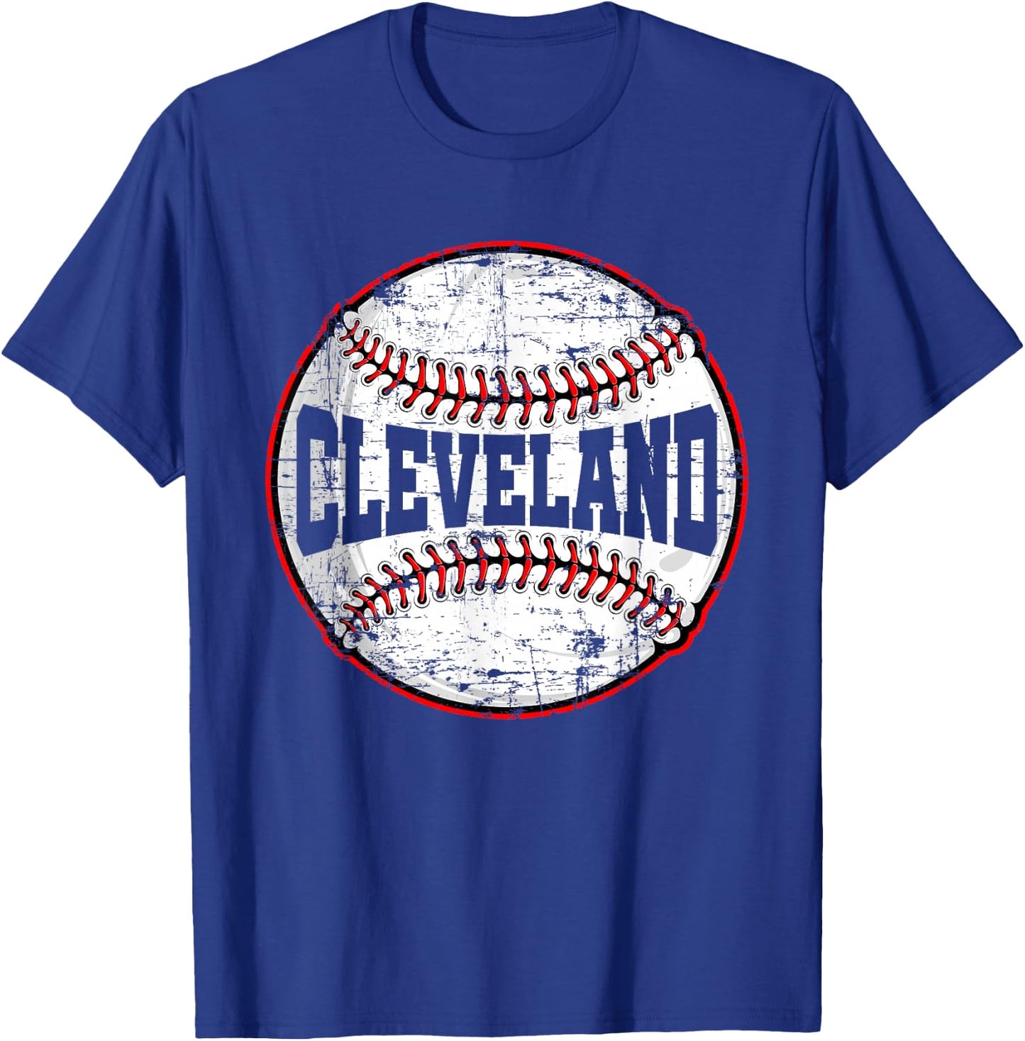 Baseball Lover Men Women Vintage Cleveland Cityscape T-Shirt - T-Shirt | Royal