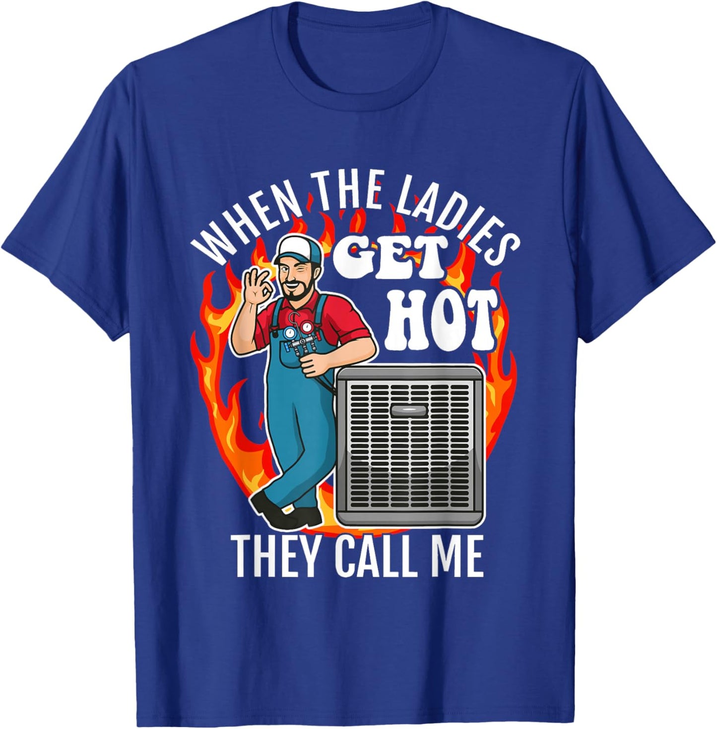 Funny HVAC Technician Air Conditioning Engineer Tech T-Shirt - T-Shirt | Royal