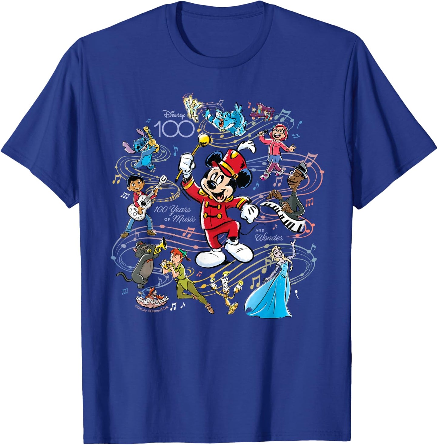 Disney 100 Years of Music and Wonder Mickey Full Color D100 T-Shirt - T-Shirt | Royal