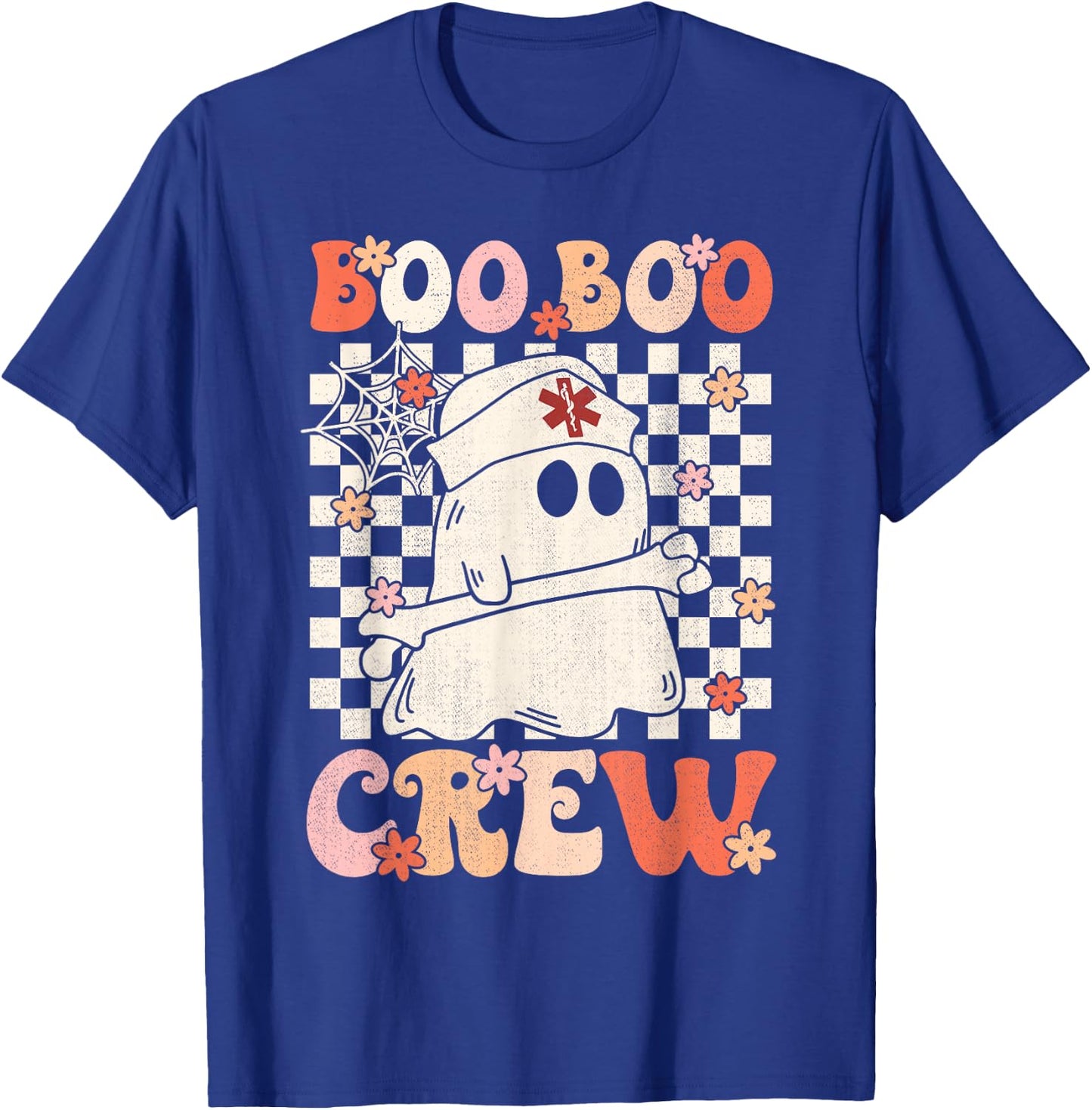Groovy Boo Boo Crew Nurse Ghost Paramedic EMT EMS Halloween T-Shirt - T-Shirt | Royal
