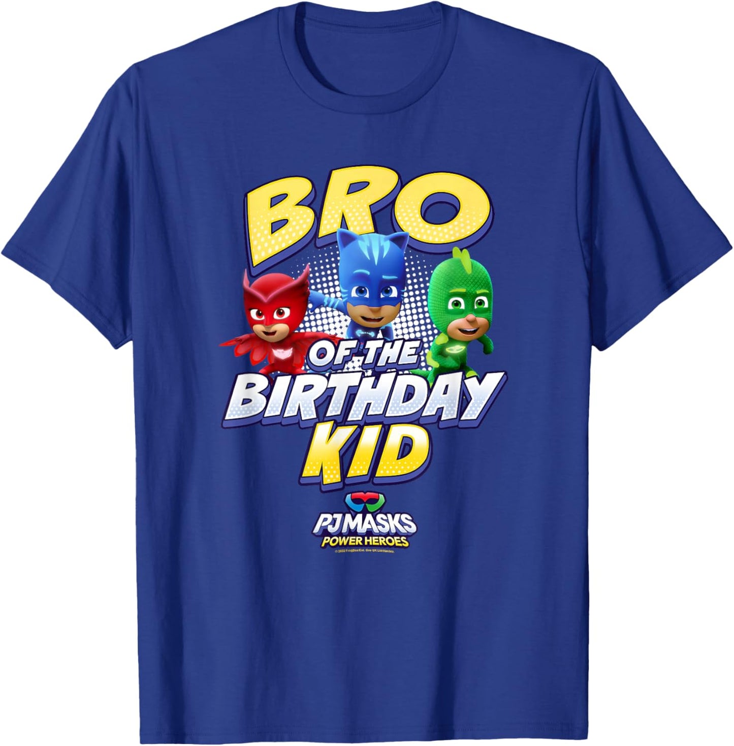 PJ Masks Group Shot Bro of The Birthday Kid Logo T-Shirt - T-Shirt | Royal