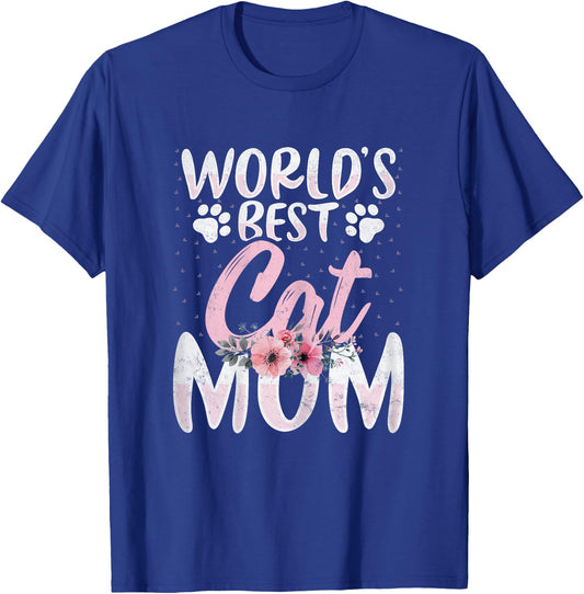 World’s Best Cat Mom - Cat Lover Mom Funny Mother's Day T-Shirt - T-Shirt | Royal