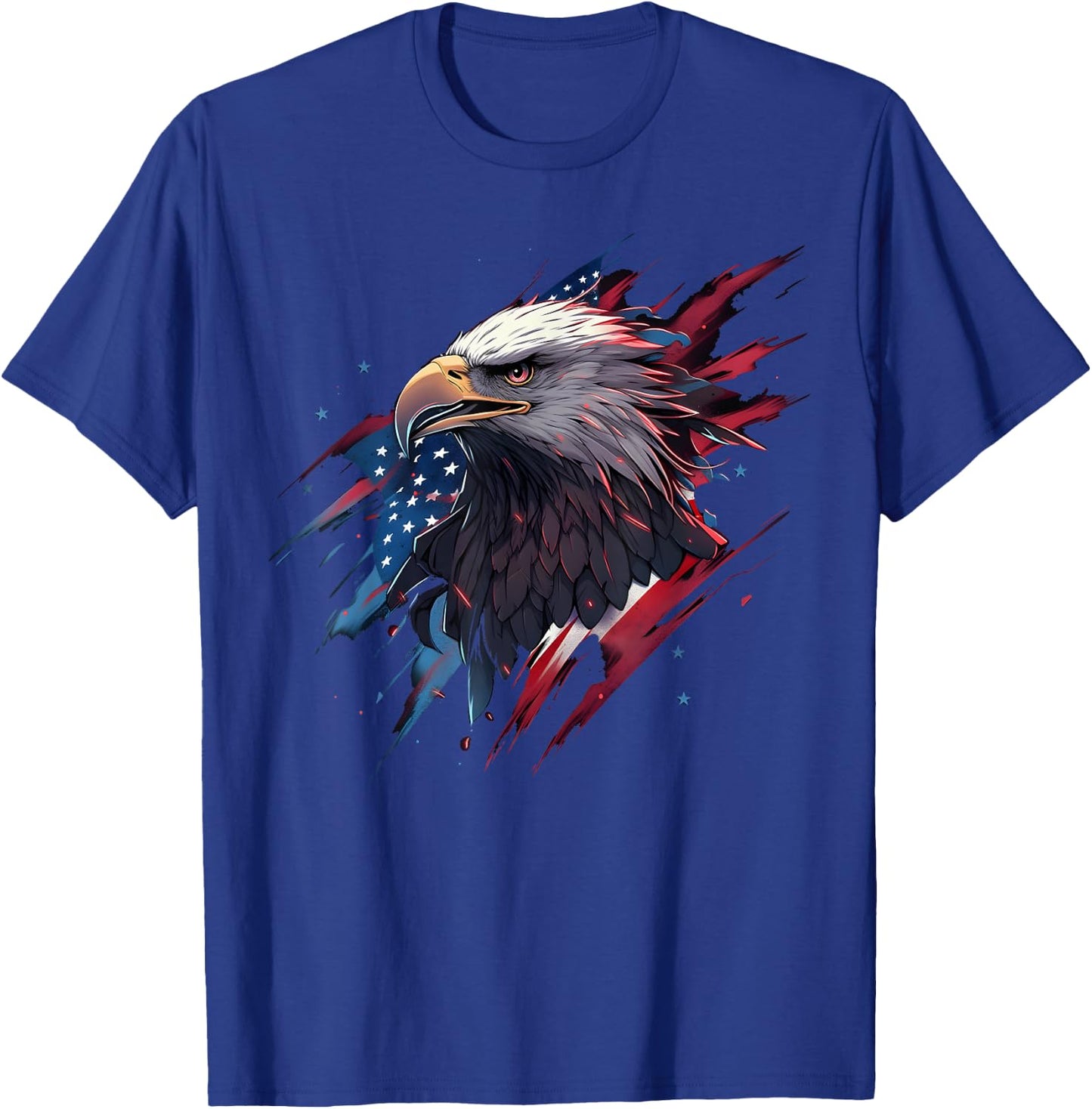 Eagle Bird 4th of July American Flag Veterans Memorial T-Shirt - T-Shirt | Royal