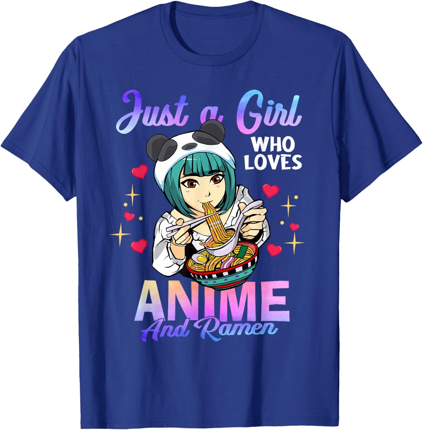 Just a Girl Who Loves Anime and Ramen Bowl Panda Girl Teen T-Shirt - T-Shirt | Royal
