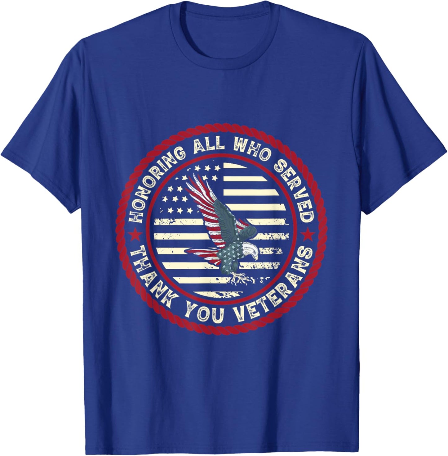 U.S. Veterans Honoring All Who Served Thank You Veterans T-Shirt - T-Shirt | Royal