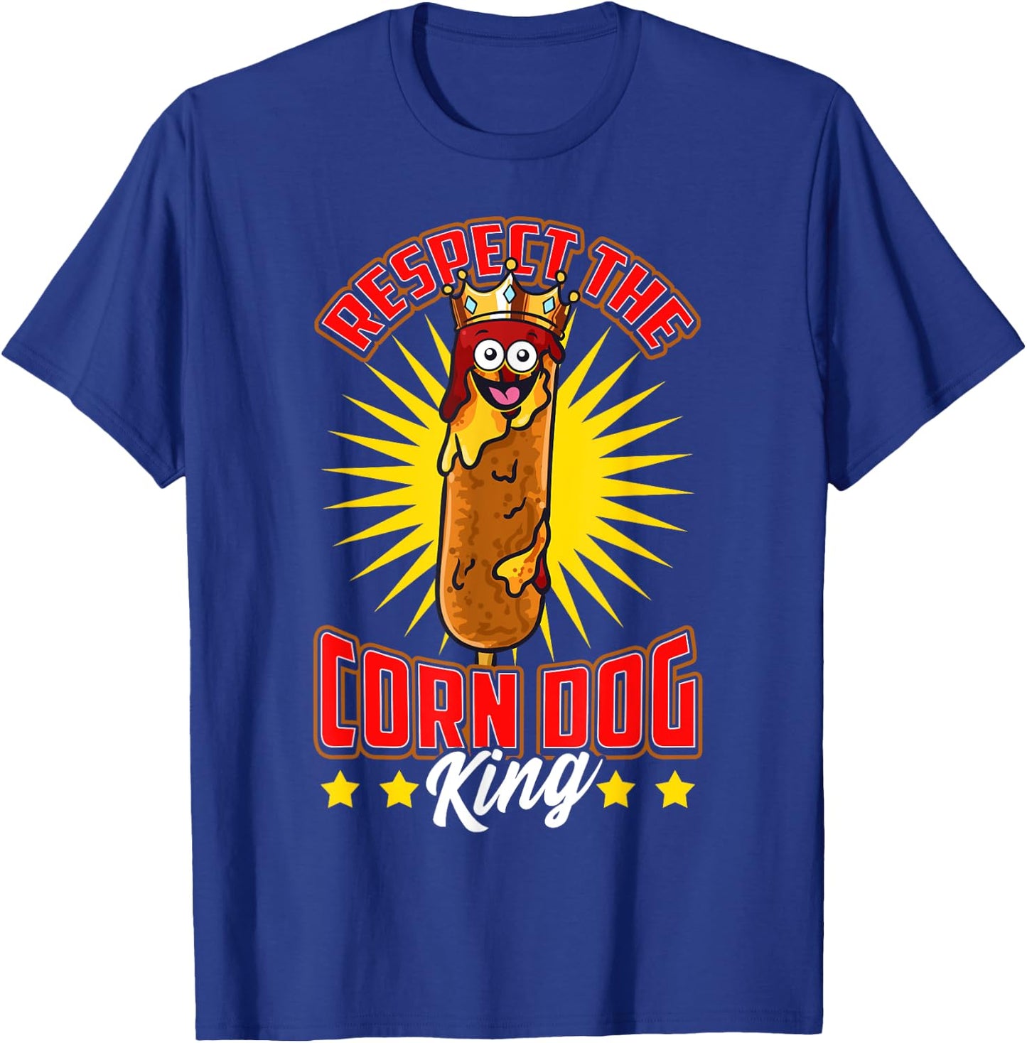 Funny Respect the Corn Dog King Food Hot Dog Corndog Lover Men Women Girls Kids T-Shirt - T-Shirt | Royal