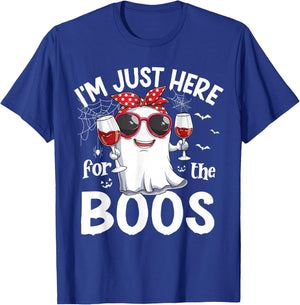 I'm Just Here For The Boos Funny Halloween Women Ghost W.ine T-Shirt - T-Shirt | Royal