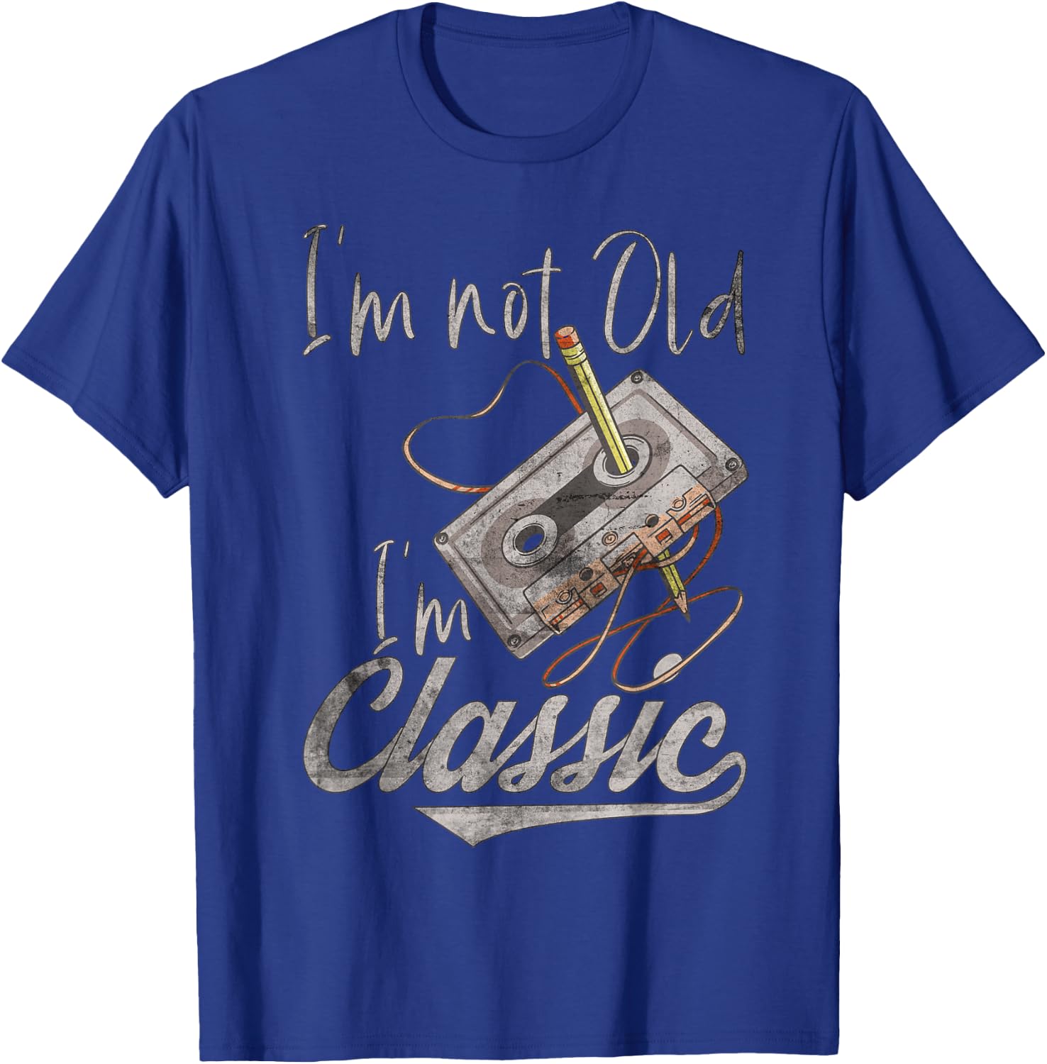I'm Not Old I'm Classic Cassette Tape Pencil Retro Vintage T-Shirt - T-Shirt | Royal