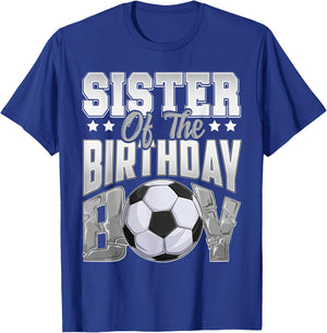 Sister Soccer birthday Boy Family Baller b-day Party T-Shirt - T-Shirt | Royal