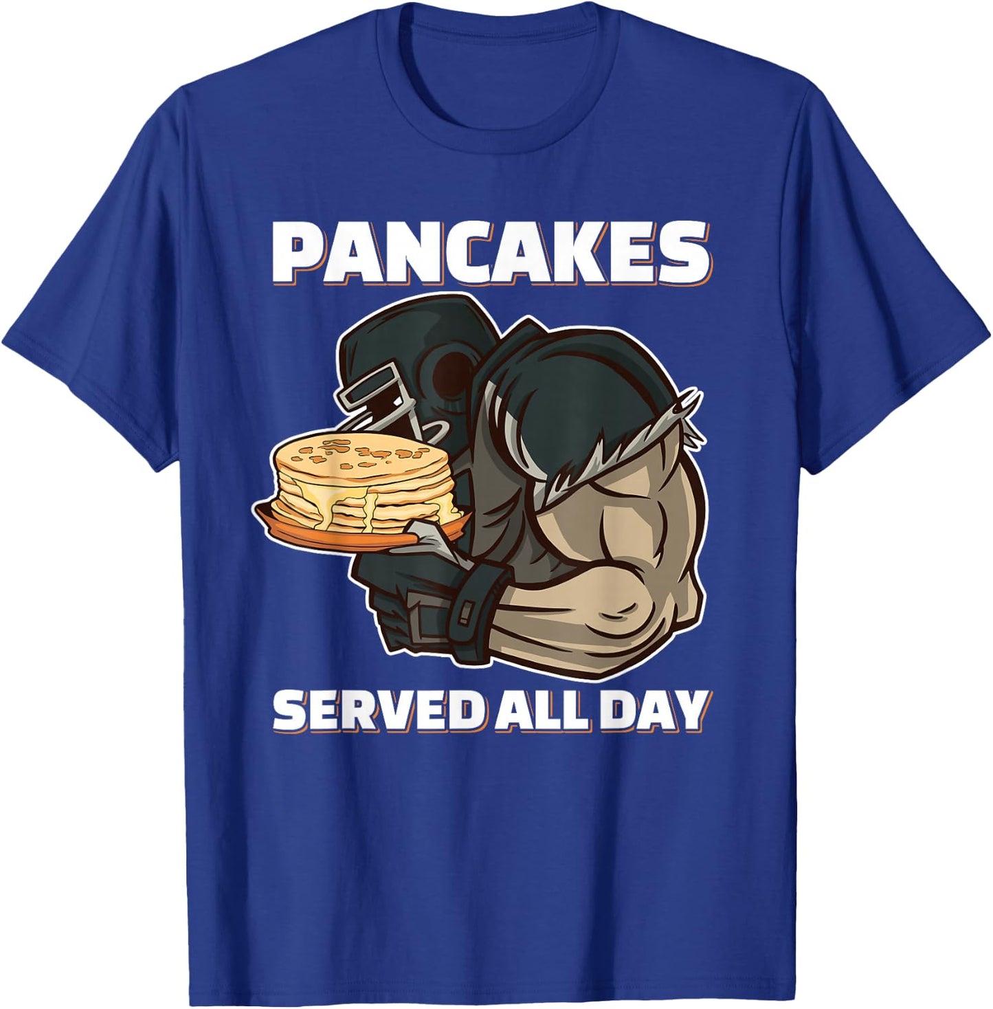 Pancakes Served All Day Football Offensive Lineman Pancake T-Shirt - T-Shirt | Royal