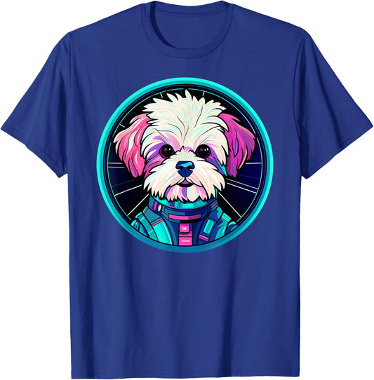 Maltipoo Funny Colorful Cosmic Galaxy Astronaut Space Puppy T-Shirt - T-Shirt | Royal