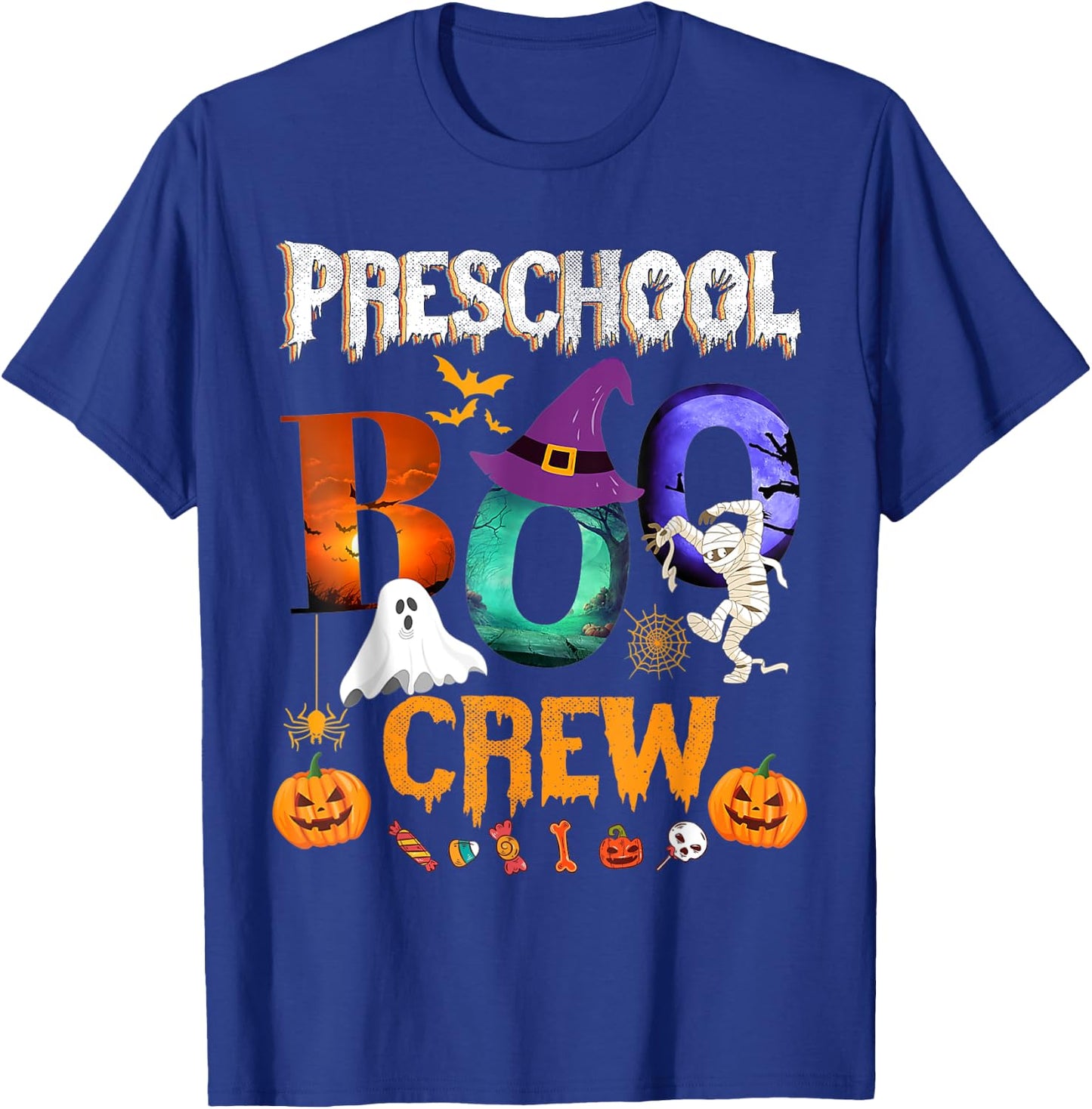 Preschool Boo Crew Teacher Student Funny Halloween Costume Men Women Kids T-Shirt - T-Shirt | Royal