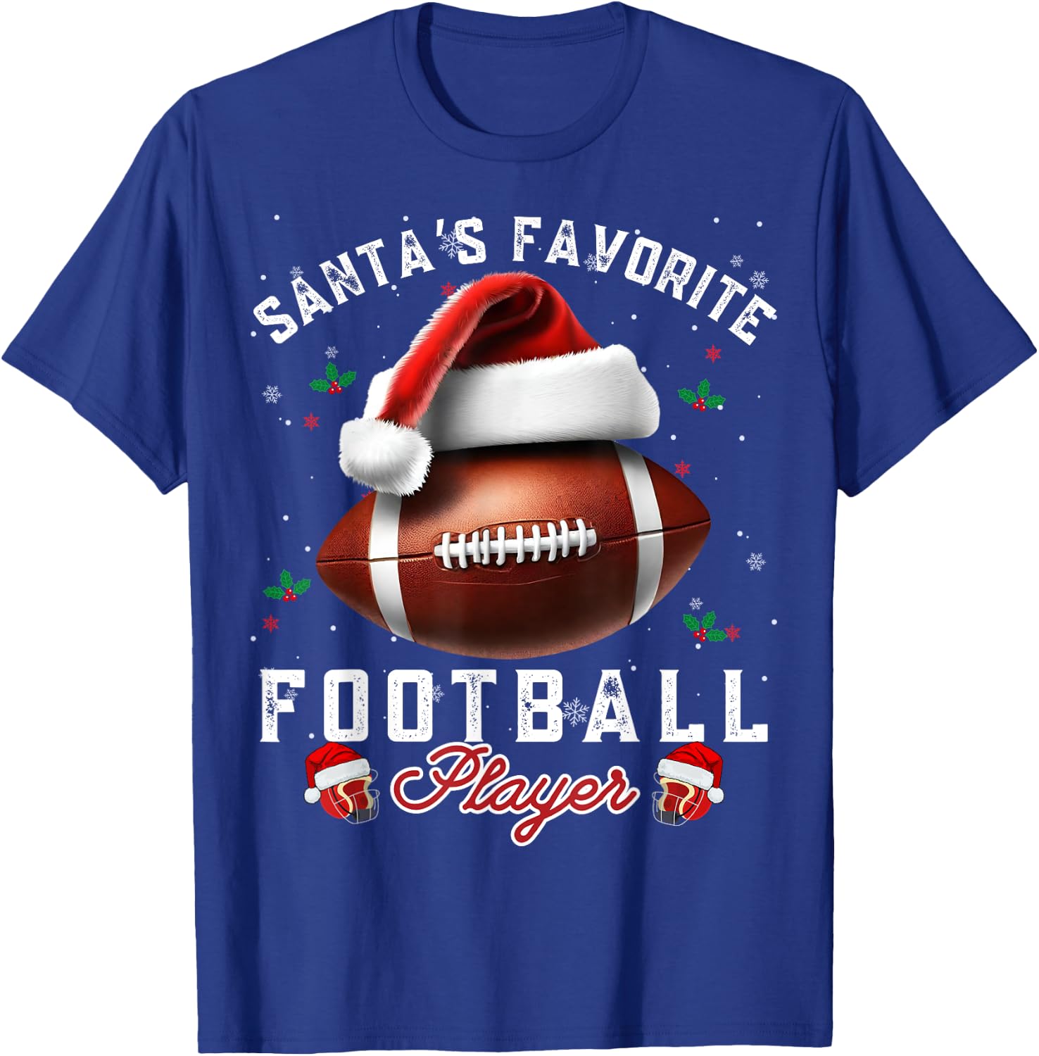 Santa's, Favorite Football Player Apparel Christmas Sport T-Shirt - T-Shirt | Royal