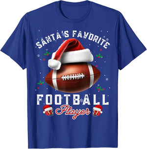 Santa's, Favorite Football Player Apparel Christmas Sport T-Shirt - T-Shirt | Royal