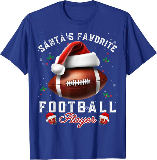 Santa's, Favorite Football Player Apparel Christmas Sport T-Shirt - T-Shirt | Royal