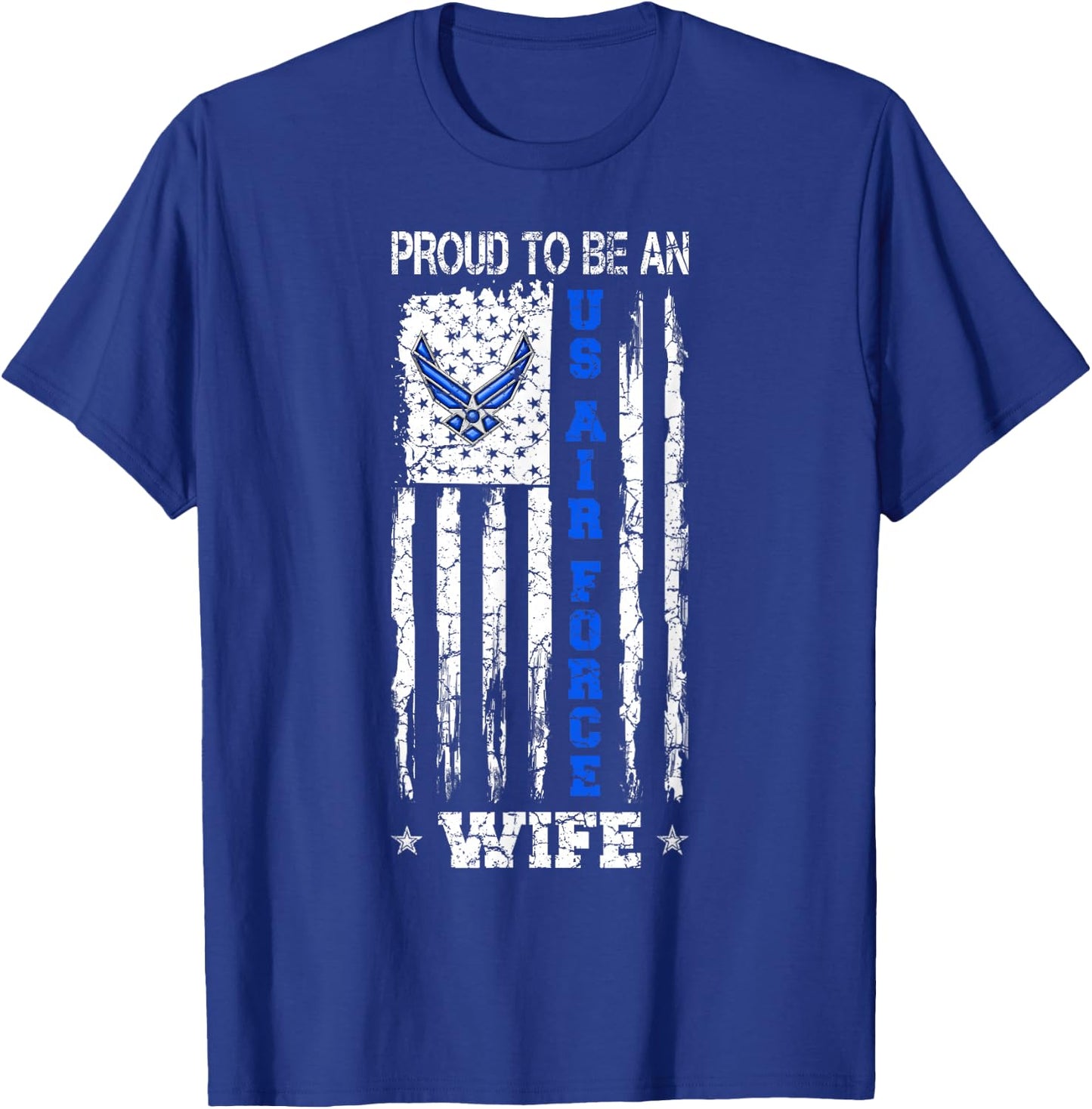 Vintage USA Flag Proud To Be An US Air Force Wife T-Shirt - T-Shirt | Royal