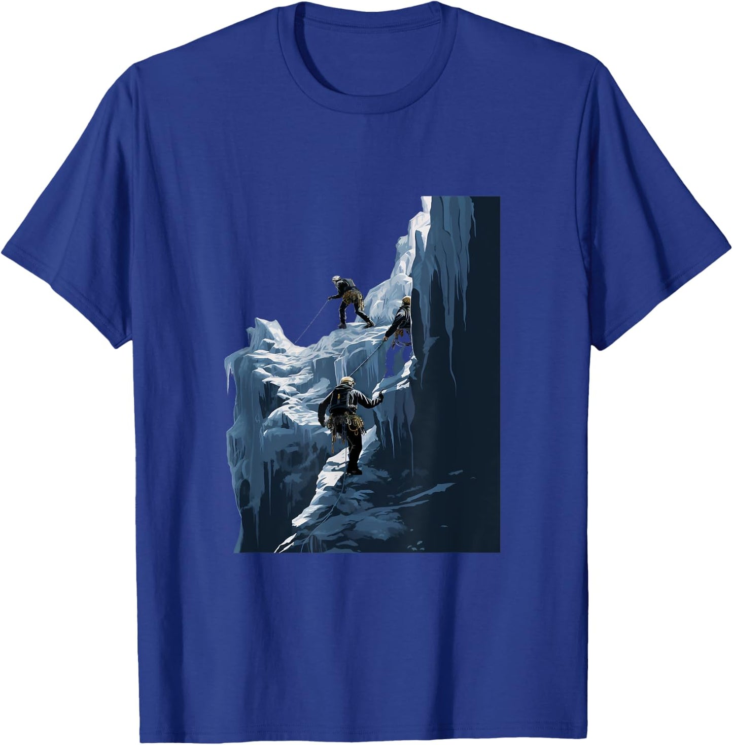Ice Climbing Ice Climber Frozen Rock Snow Mountain T-Shirt - T-Shirt | Royal
