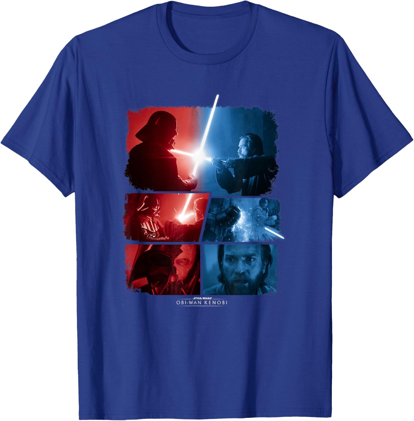 Star Wars: Obi-Wan Kenobi VS Darth Vader Lightsaber Battle T-Shirt - T-Shirt | Royal