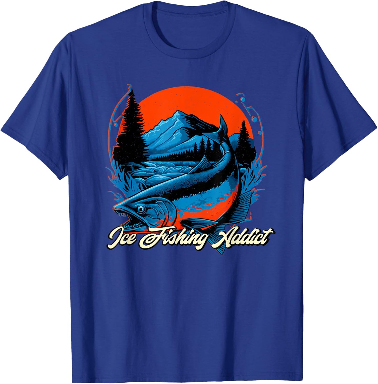 Ice Fishing Funny Fisherman Fisher T-Shirt - T-Shirt | Royal