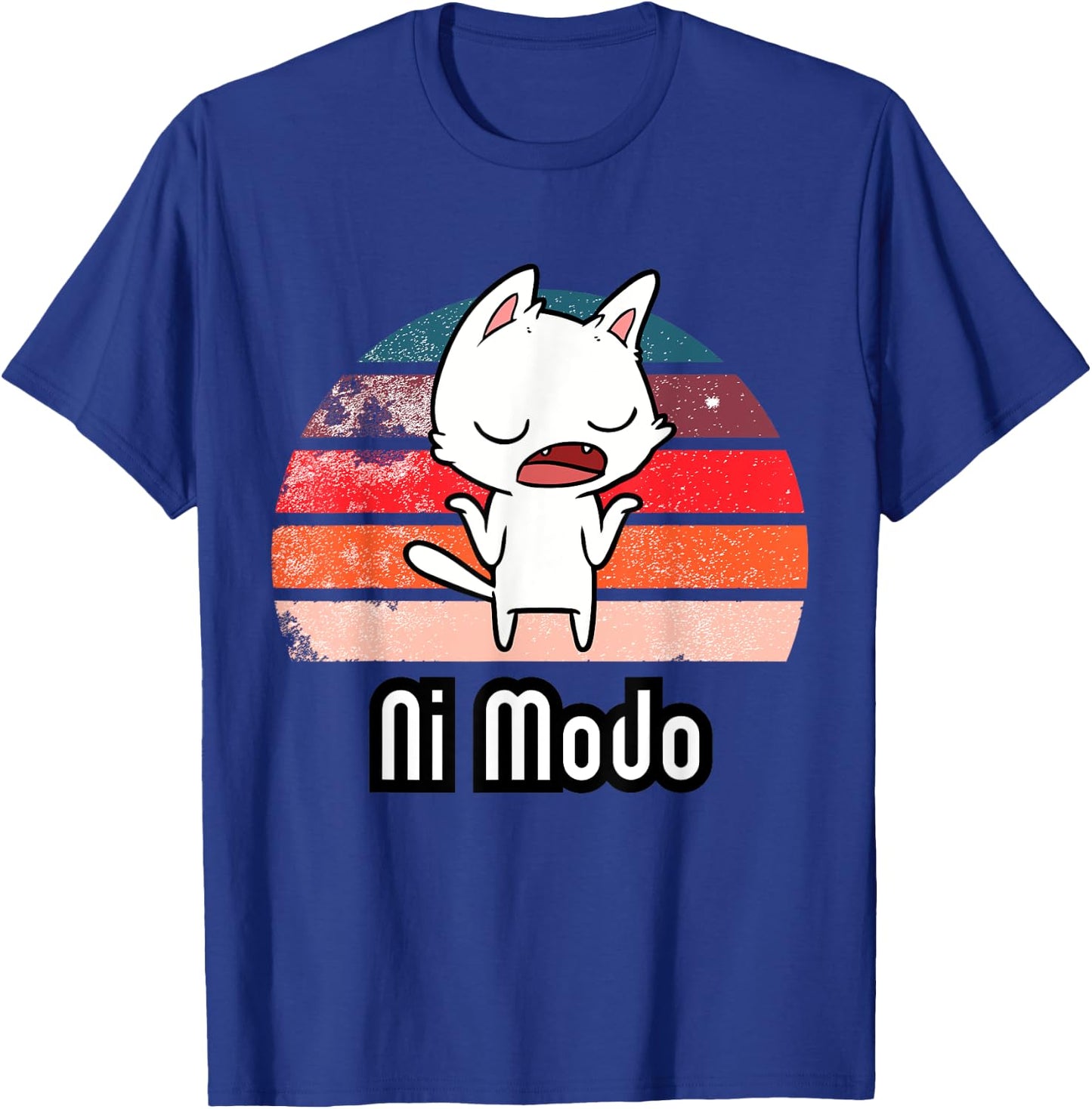 Ni Modo Shrugging Cat T-Shirt - T-Shirt | Royal