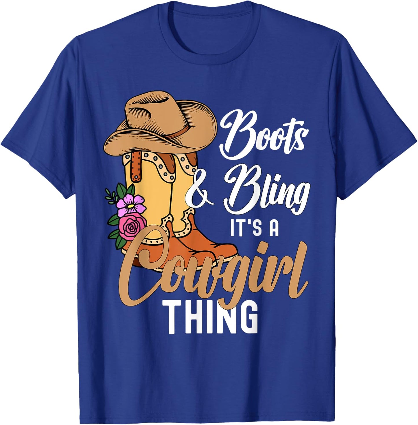 Funny Cowgirl Boots Bling Women Cute Love Country Life T-Shirt - T-Shirt | Royal